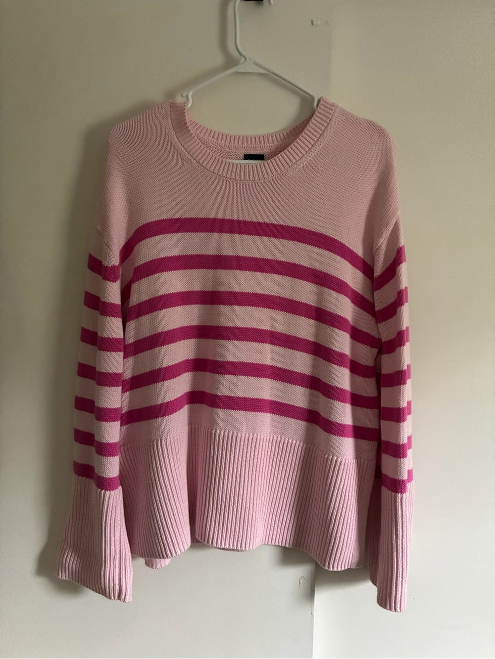 GAP Pink and Fuchsia Striped Crewneck Sweater
